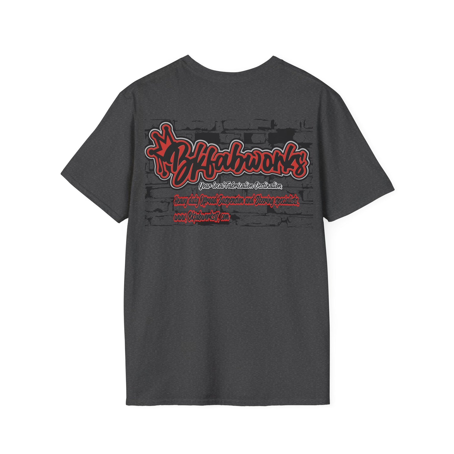 bkfabworks -Brickwall T-Shirt with Company Logo | Gilden 6400 Softstyle