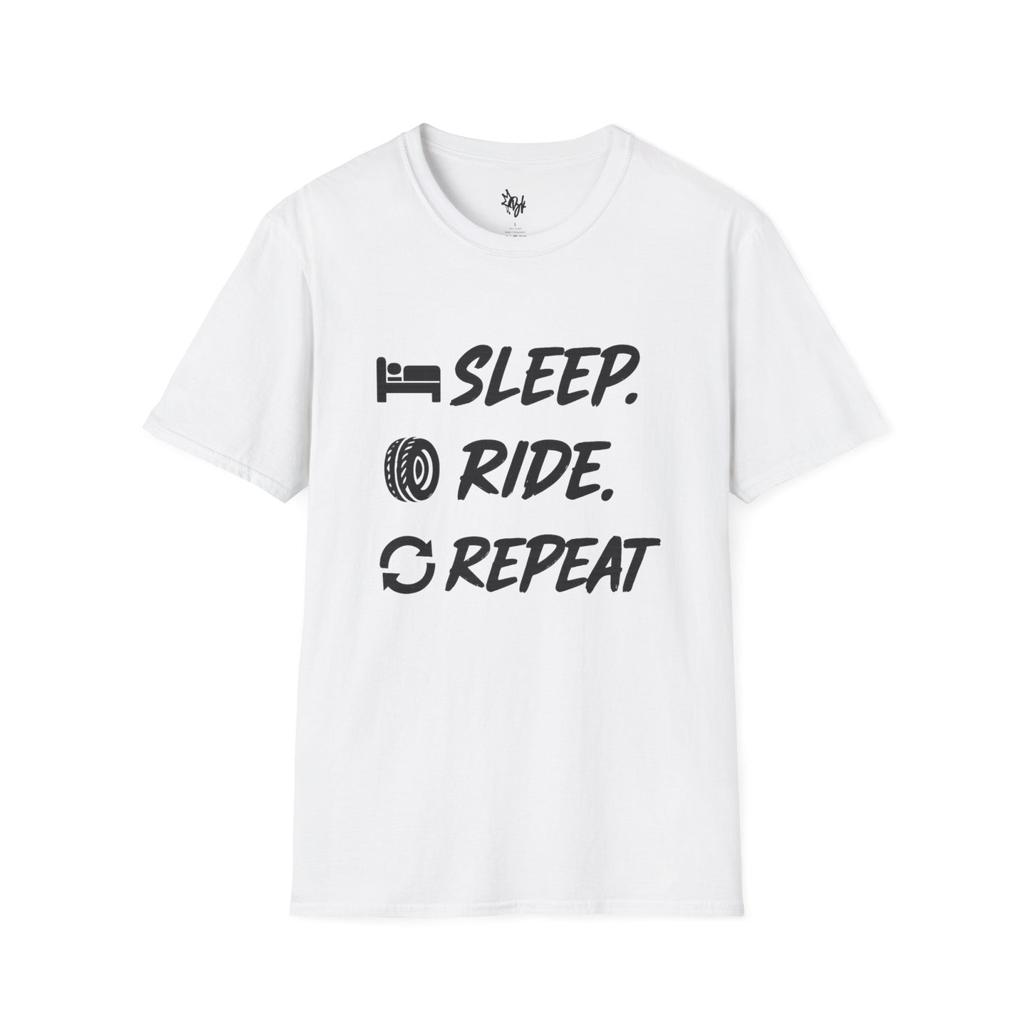 Sleep. Ride. Repeat. Unisex Softstyle T-Shirt | Perfect Gift for Cyclists | Casual Wear | Bike Lover's Tee | Everyday Comfort Tee