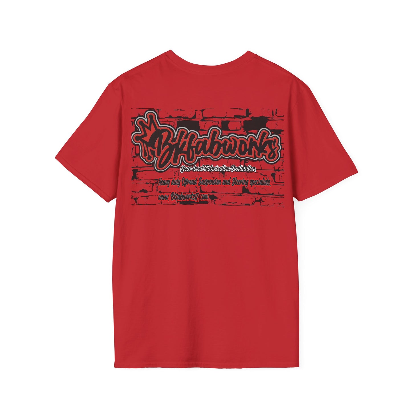 bkfabworks -Brickwall T-Shirt with Company Logo | Gilden 6400 Softstyle