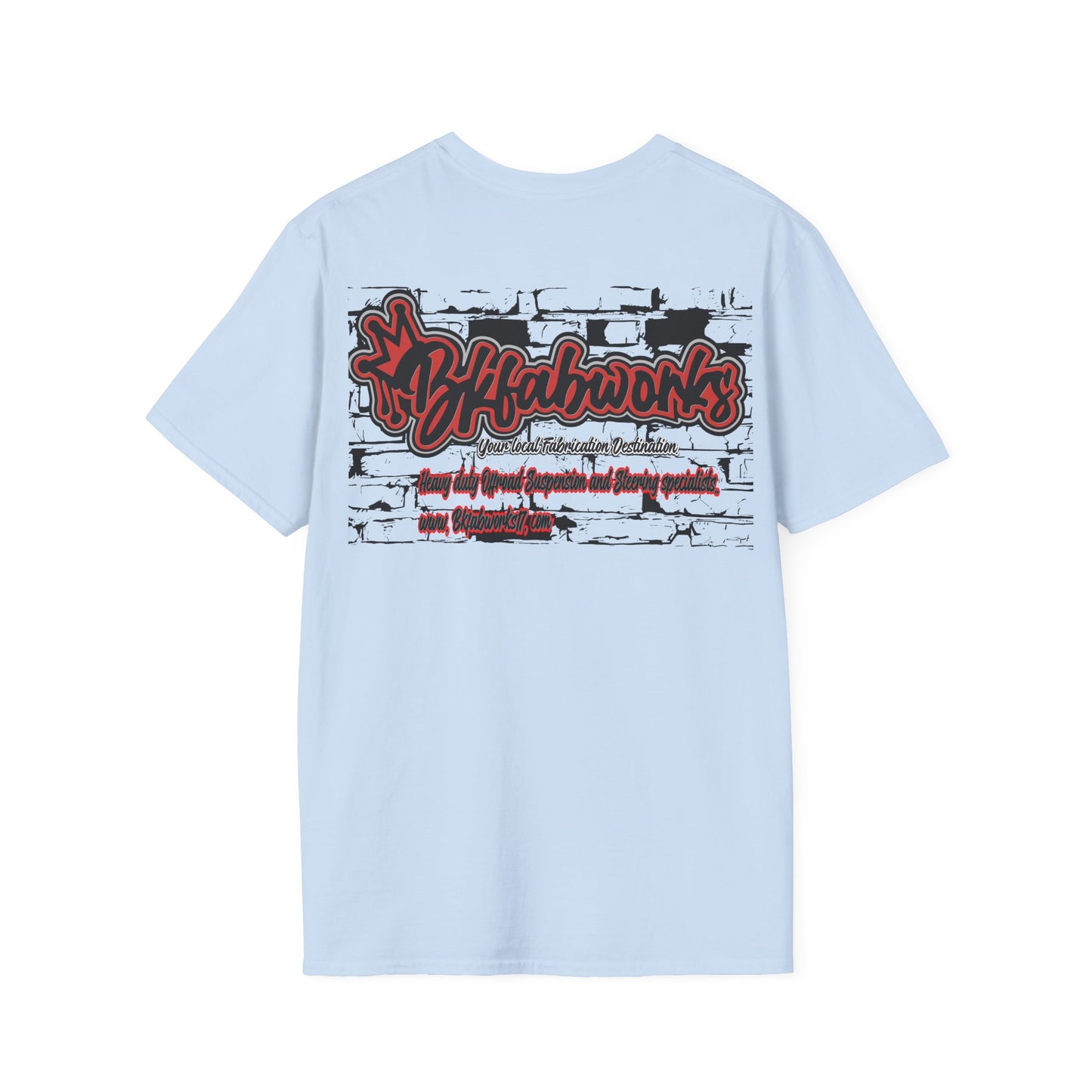 bkfabworks -Brickwall T-Shirt with Company Logo | Gilden 6400 Softstyle