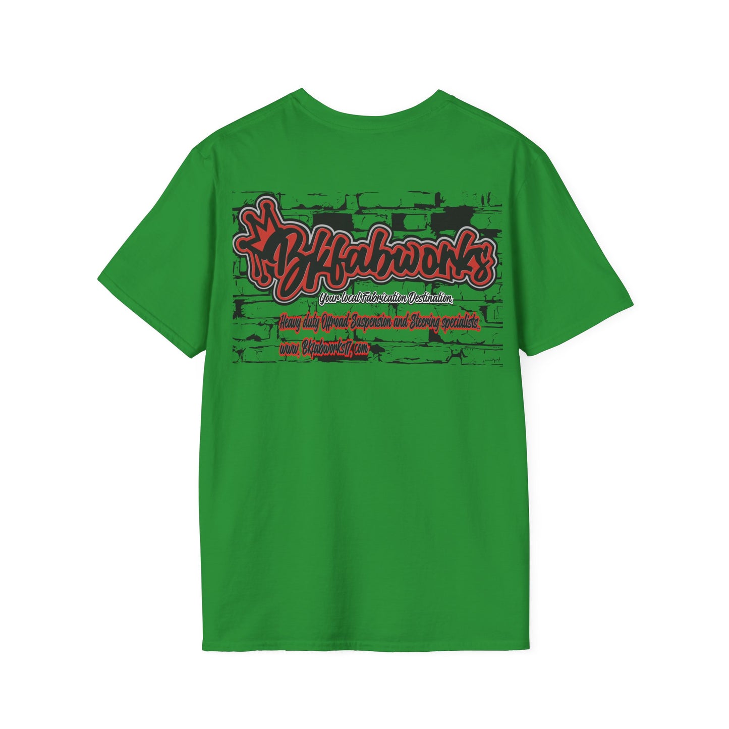 bkfabworks -Brickwall T-Shirt with Company Logo | Gilden 6400 Softstyle