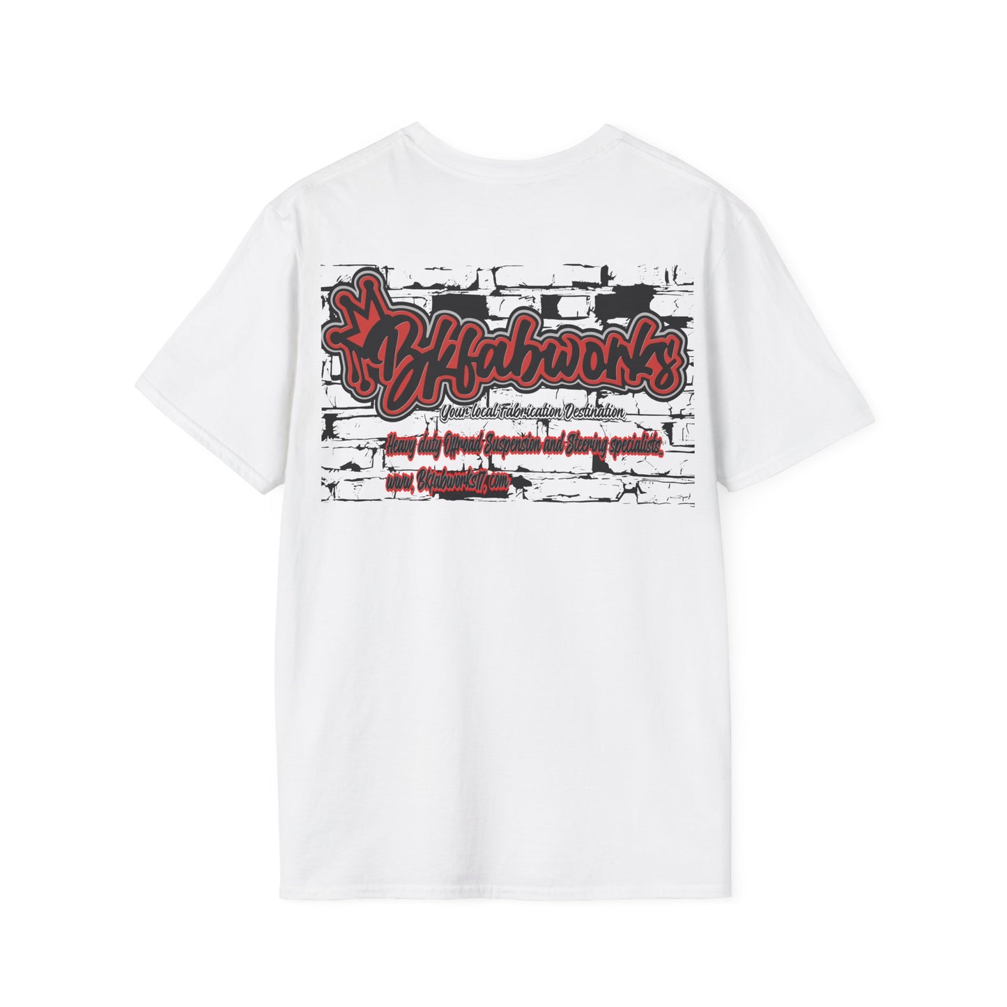 bkfabworks -Brickwall T-Shirt with Company Logo | Gilden 6400 Softstyle