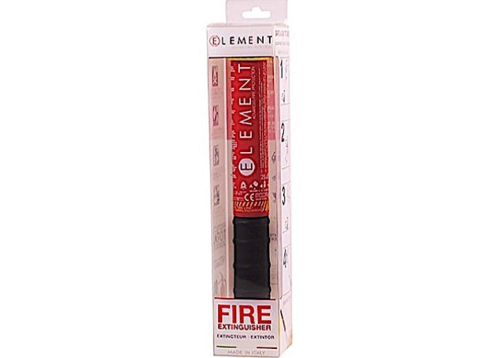 Element E50 handheld fire extinguisher in retail packaging – compact, no-mess fire safety for UTVs, Jeeps, garages, and marine use