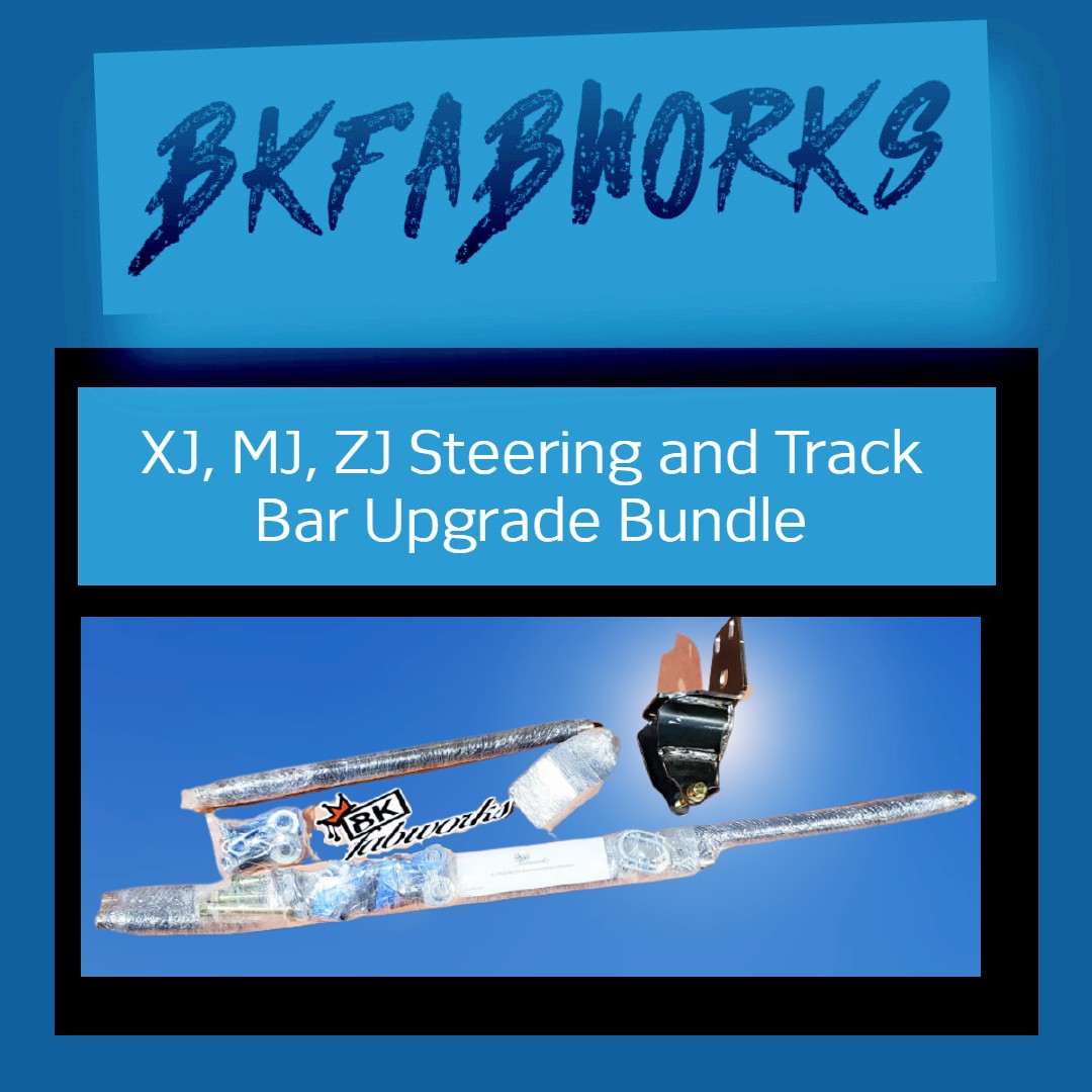 BKFabworks XJ MJ ZJ Steering and Track Bar Upgrade Bundle with wrapped components and bracket