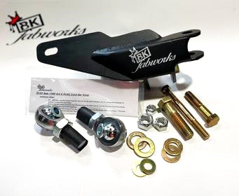 BKFabworks 94–02 Dodge Ram track bar kit with weld-on bracket, heim joints, and complete installation hardware
