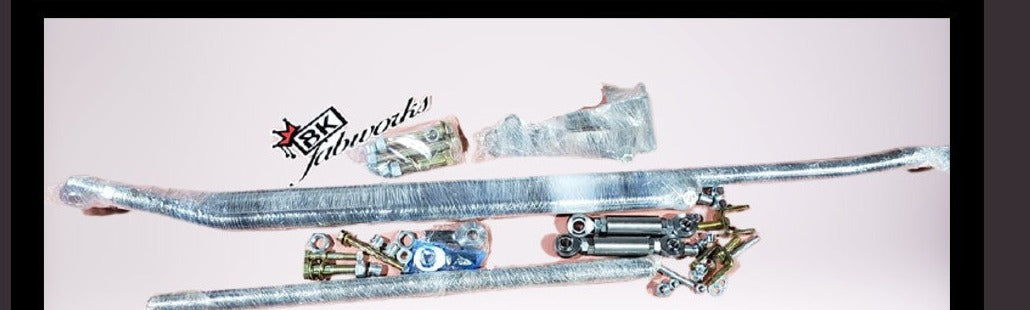 Complete Dodge 2nd Gen Steering and Track Bar Kit with wrapped bars, heim joints, hardware, and logo
