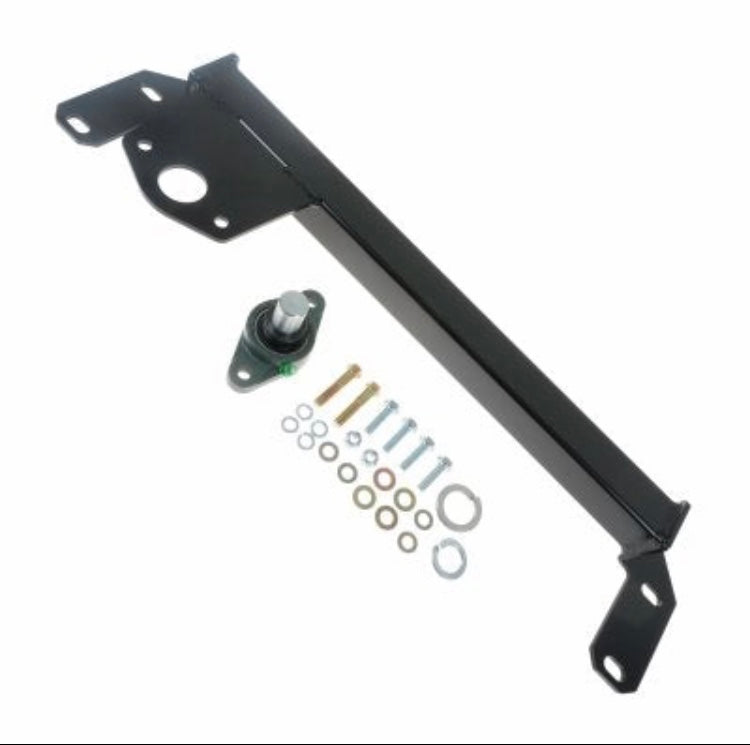 BKFabworks installed steering stabilizer bracket on Dodge Ram axle with purple suspension bars