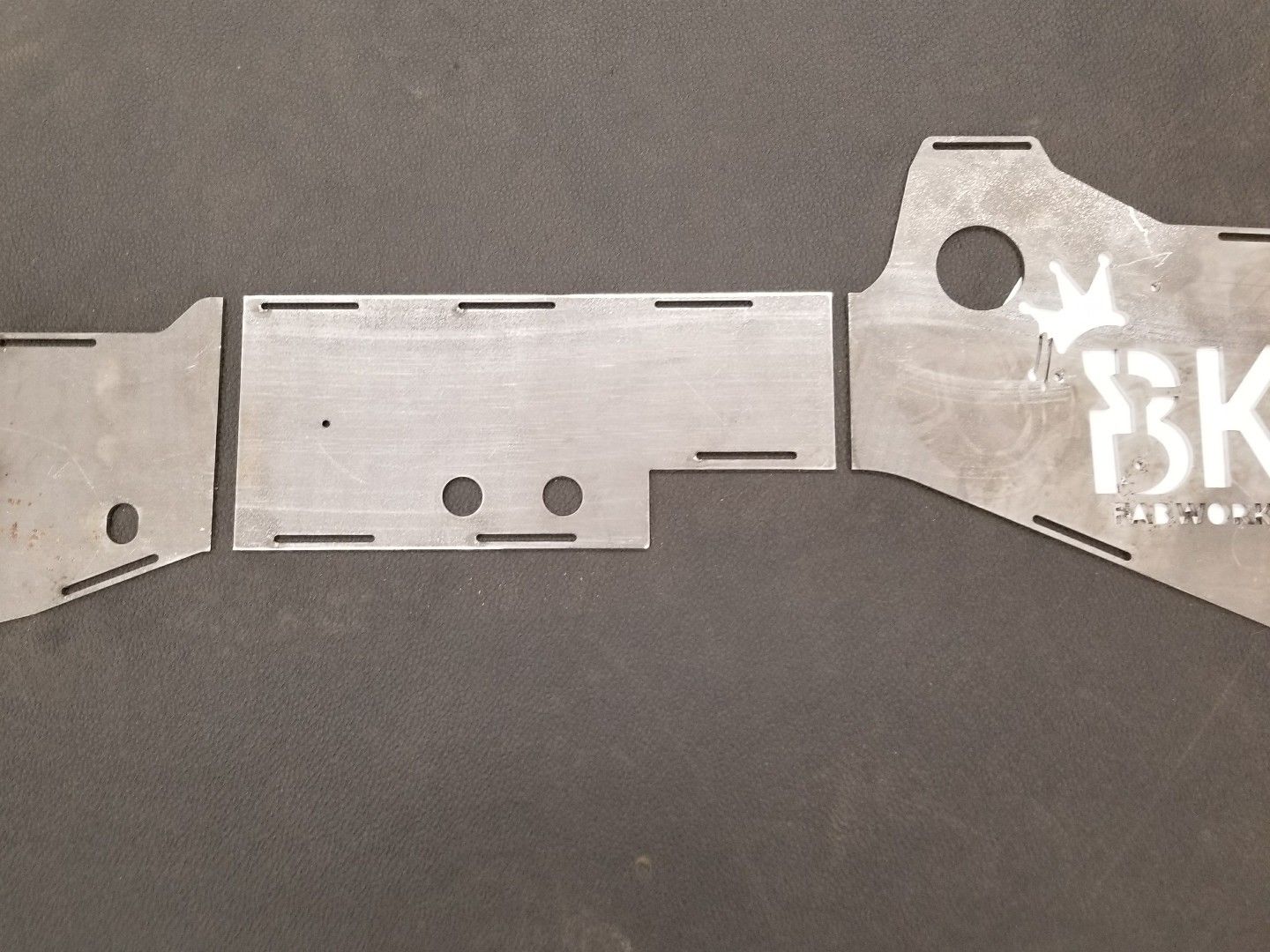 BKFabworks laser-cut front frame stiffener kit for Jeep Cherokee XJ or MJ Comanche. Includes multiple weld-on panels with slotted plug-weld guides and logo detail
BKFabworks Jeep XJ MJ front frame stiffeners – unibody reinforcement plates