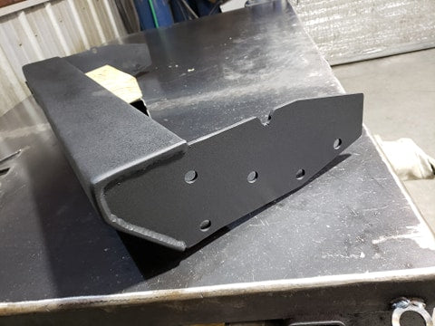 BKFabworks welded stubby bumper for Jeep XJ MJ with end plate and bolt holes visible