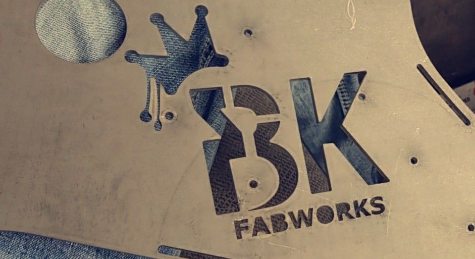 Close-up of BKFabworks laser-cut logo on frame stiffener plate for Jeep XJ or MJ. Raw steel finish with precision cut branding
BKFabworks Jeep XJ MJ front frame stiffeners – unibody reinforcement plates