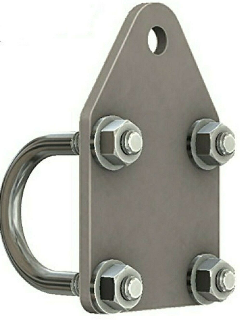 Heavy-duty steering stabilizer U-bolt mounting bracket with plate and hardware for custom off-road suspension setups