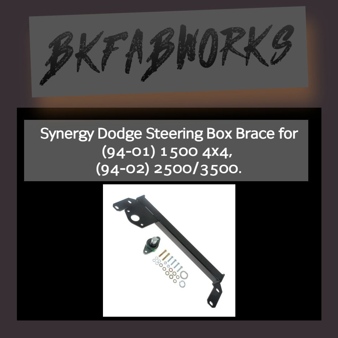 Dodge steering box brace for 1500 2500 3500 trucks
BKFabworks steering brace kit for Dodge Ram 4x4
Heavy-duty Dodge 4x4 steering upgrade bracket