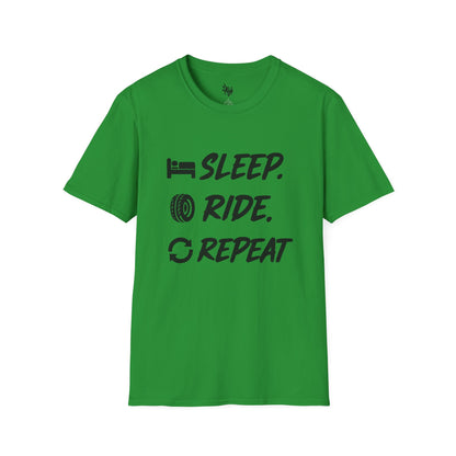 Sleep. Ride. Repeat. Unisex Softstyle T-Shirt | Perfect Gift for Cyclists | Casual Wear | Bike Lover's Tee | Everyday Comfort Tee