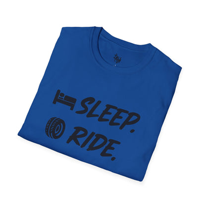 Sleep. Ride. Repeat. Unisex Softstyle T-Shirt | Perfect Gift for Cyclists | Casual Wear | Bike Lover's Tee | Everyday Comfort Tee