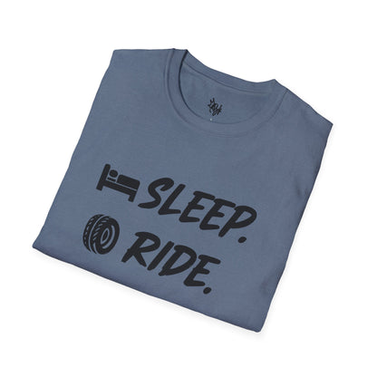 Sleep. Ride. Repeat. Unisex Softstyle T-Shirt | Perfect Gift for Cyclists | Casual Wear | Bike Lover's Tee | Everyday Comfort Tee
