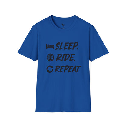 Sleep. Ride. Repeat. Unisex Softstyle T-Shirt | Perfect Gift for Cyclists | Casual Wear | Bike Lover's Tee | Everyday Comfort Tee