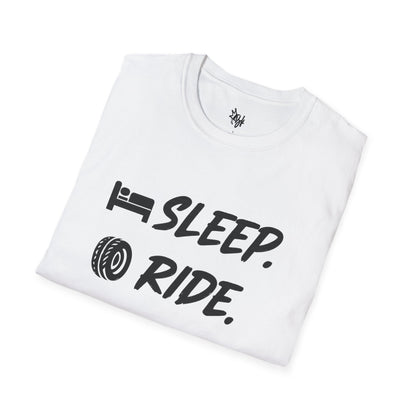 Sleep. Ride. Repeat. Unisex Softstyle T-Shirt | Perfect Gift for Cyclists | Casual Wear | Bike Lover's Tee | Everyday Comfort Tee