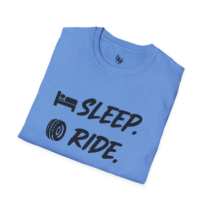 Sleep. Ride. Repeat. Unisex Softstyle T-Shirt | Perfect Gift for Cyclists | Casual Wear | Bike Lover's Tee | Everyday Comfort Tee