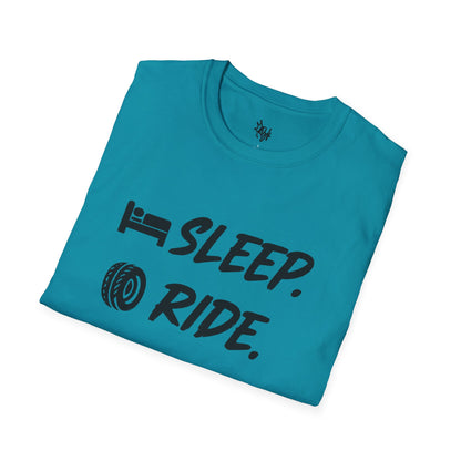 Sleep. Ride. Repeat. Unisex Softstyle T-Shirt | Perfect Gift for Cyclists | Casual Wear | Bike Lover's Tee | Everyday Comfort Tee