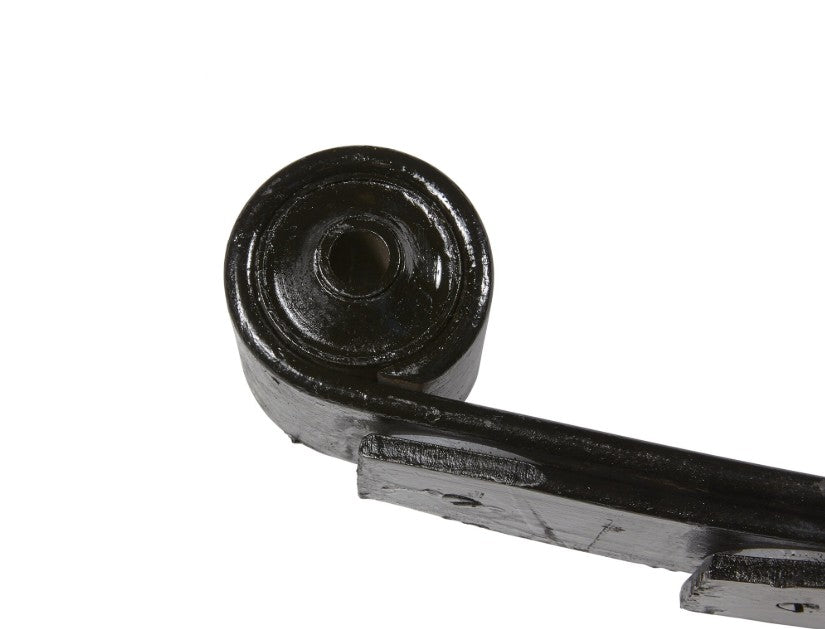 Close-up of bushing eye on Rubicon Express RE1463 rear leaf spring for 1984–2001 Jeep Cherokee XJ, showing pressed-in OE-style bushing