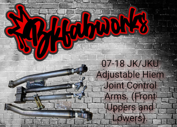 07-18 JK JKU Adjustable Hiem Joint Control Arms. (Front Uppers, Lowers).