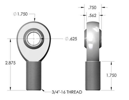 3/4-16 X 5/8 Heat Treated Chromoly  RH Thread Heim Joint