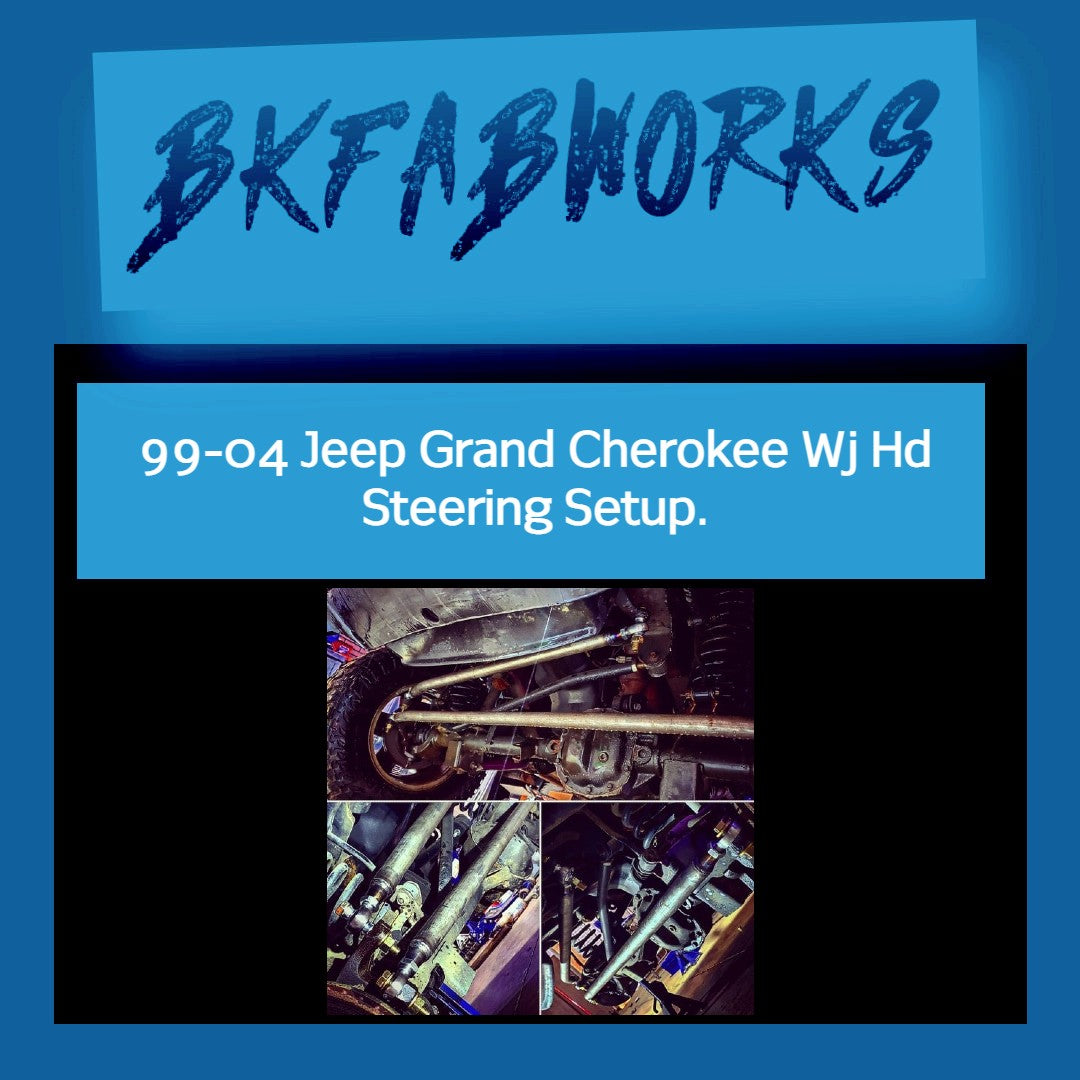 BKfabworks heavy-duty steering upgrade for 1999–2004 Jeep Grand Cherokee WJ with custom heim joints and DOM links BKFabworks HD Steering Kit for 1999–2004 Jeep Grand Cherokee
