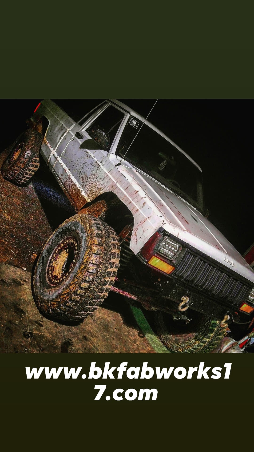 BKFabworks built 1992 Jeep Comanche with off-road mud tires and lifted suspension