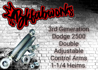 BKFabworks 3rd Gen Dodge 2500 adjustable control arms with 1.25-inch heim joints for heavy-duty off-road suspension upgrades
