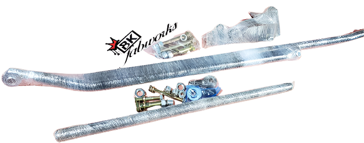 BKFabworks 94-02 Dodge Ram 1500 2500 3500 4x4 Complete HD Front End Rebuild Kit with wrapped steering bars, heim joints, sway bar links, and frame brace