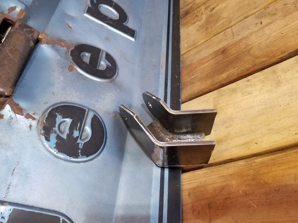 BKFabworks weld-on lower track bar bracket for over-the-axle suspension setups on Jeep or Dodge 4x4 platforms. Heavy-duty fabricated steel